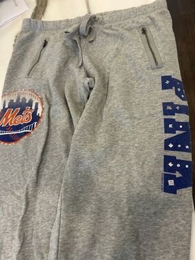 PINK Victoria's Secret Gray Mets Logo Sweatpants Bottoms-sz L